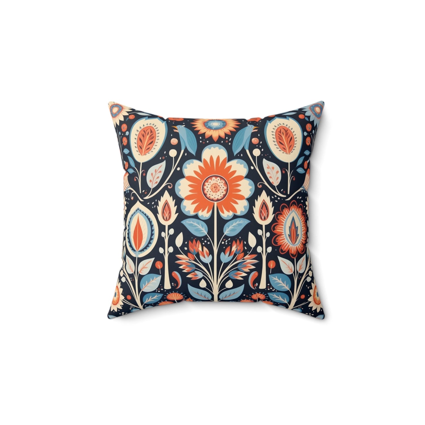 Scandi Folk Art Pillow - Decorative Scandi Folk Art Boho Print, Throw Pillow - FlooredByArt