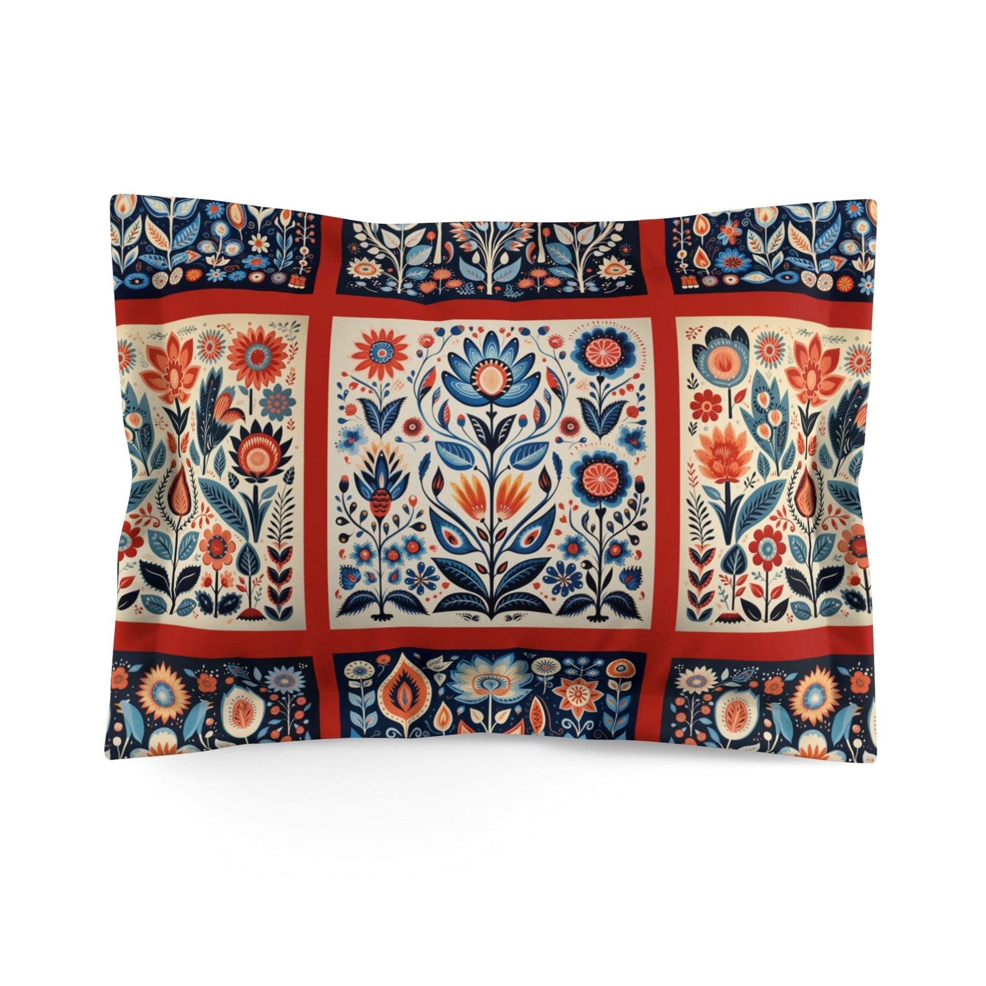 Scandi Folk Art Pillow Sham, Scandinavian Folk Art, King or Standard size - FlooredByArt
