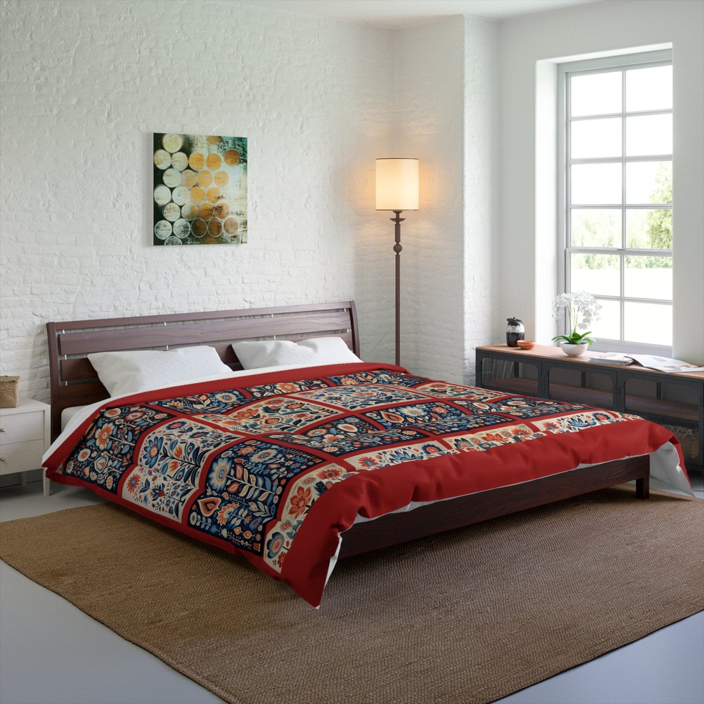 Scandinavian Folk Art King Blanket Comforter - 4 sizes - FlooredByArt