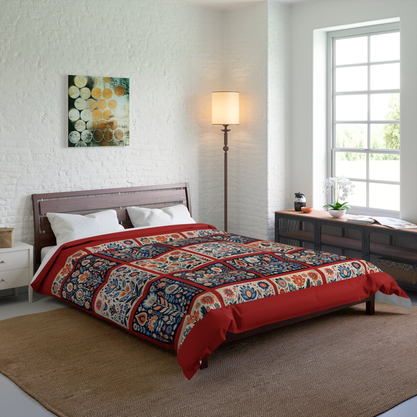 Scandinavian Folk Art King Blanket Comforter - 4 sizes - FlooredByArt