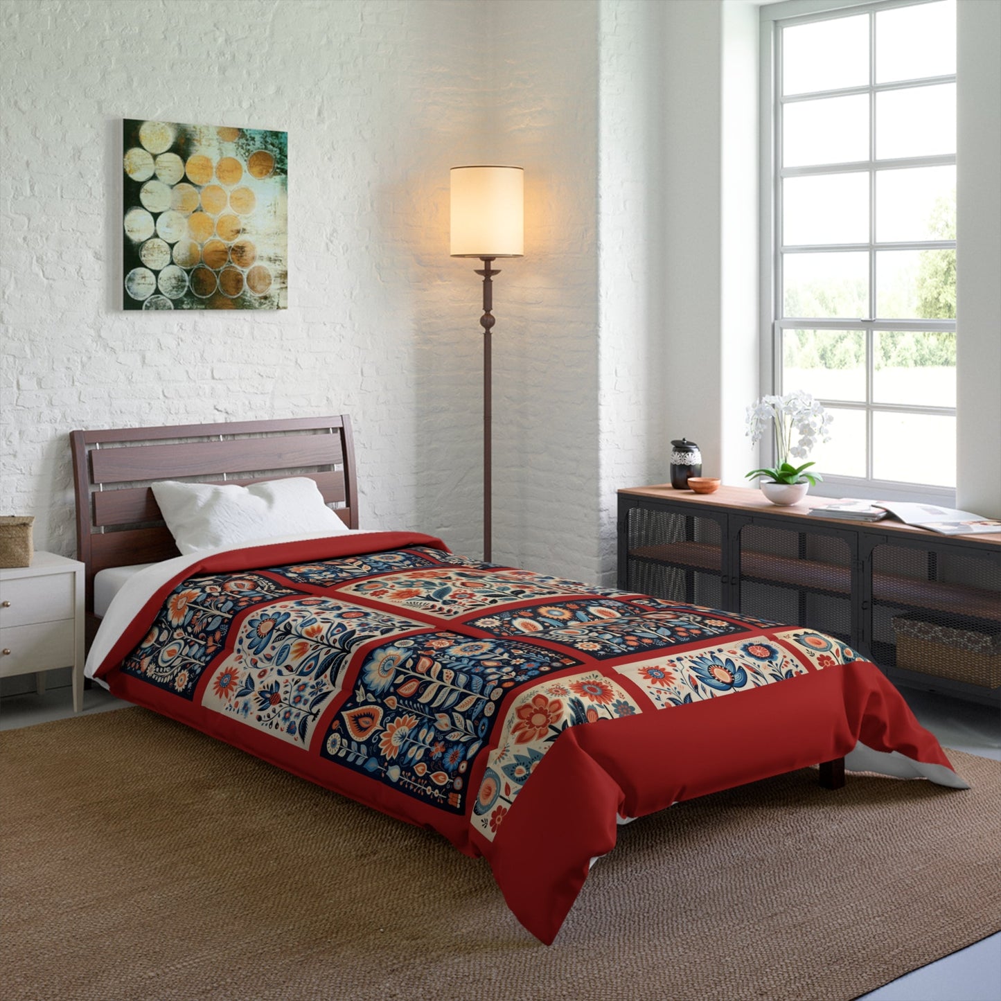 Scandinavian Folk Art King Blanket Comforter - 4 sizes - FlooredByArt