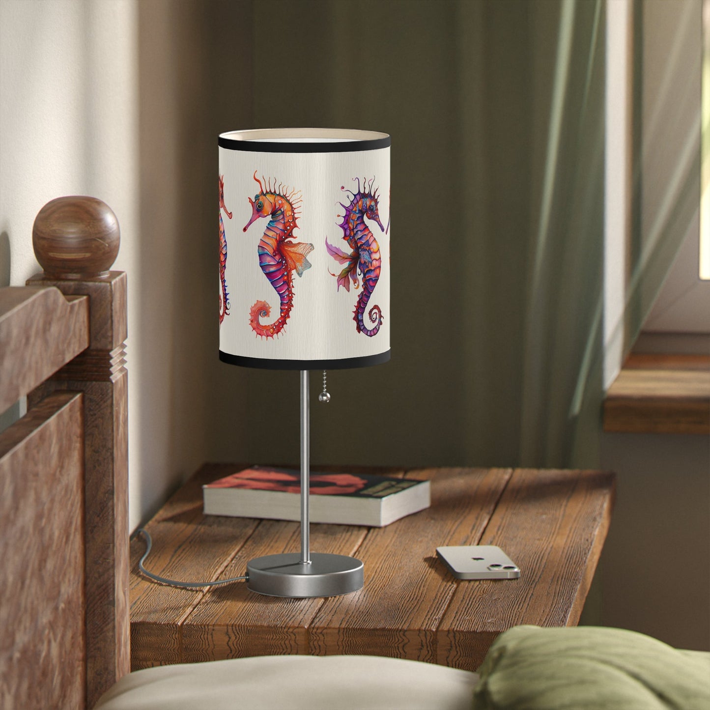 Seahorses Desk or Bedside Lamp, Beach Seahorse Accent Kitchen - Bathroom Lamp, Kids Bedroom - FlooredByArt