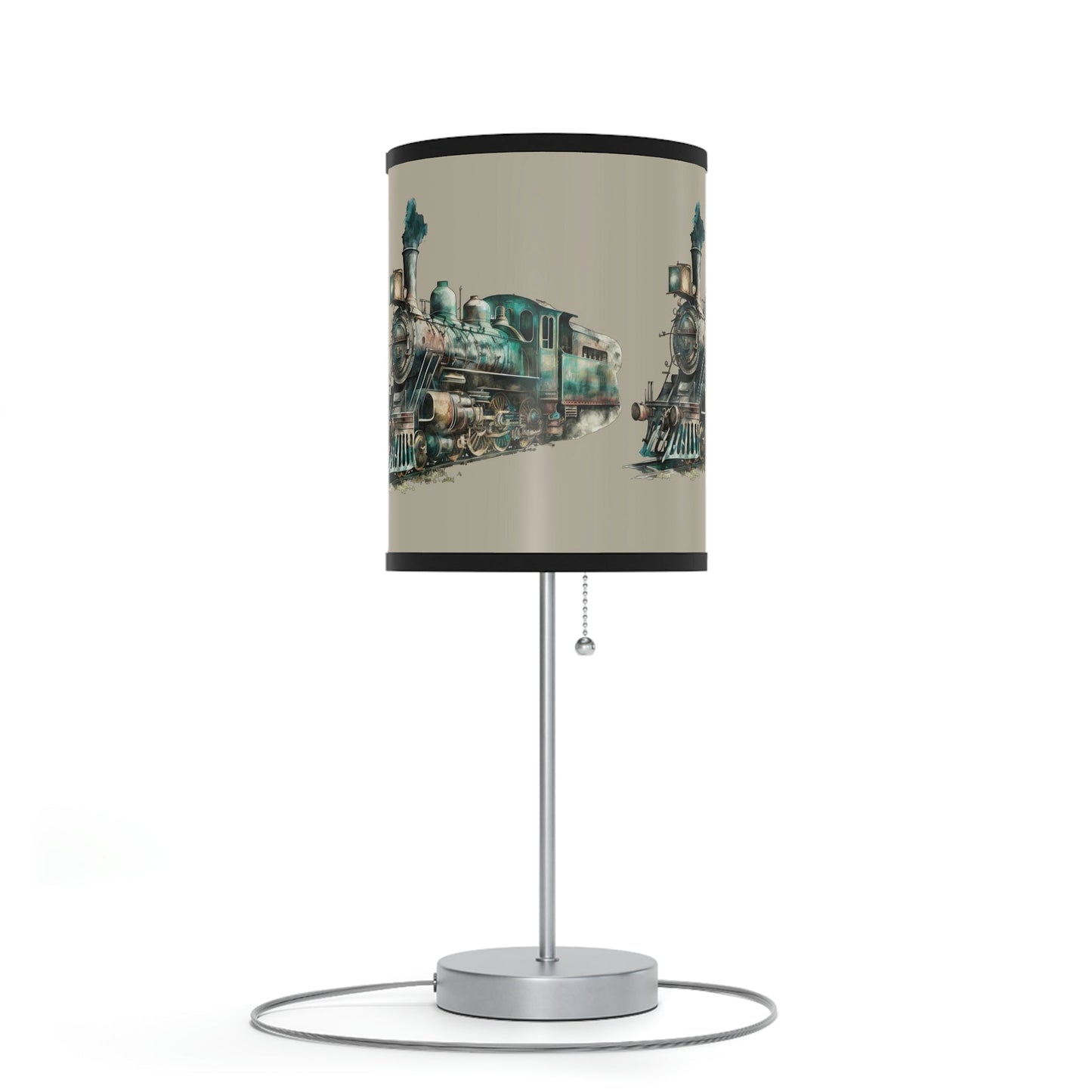 Small desk Top Locomotive Train Desk Lamp, Watercolor Train Art - FlooredByArt
