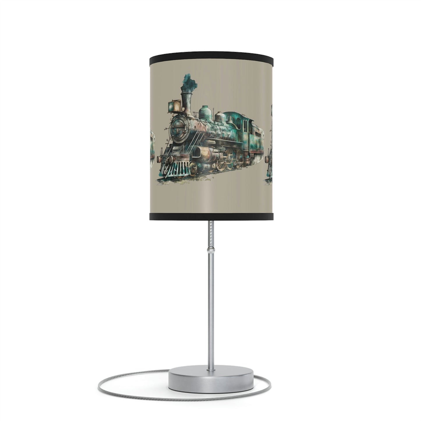 Small desk Top Locomotive Train Desk Lamp, Watercolor Train Art - FlooredByArt