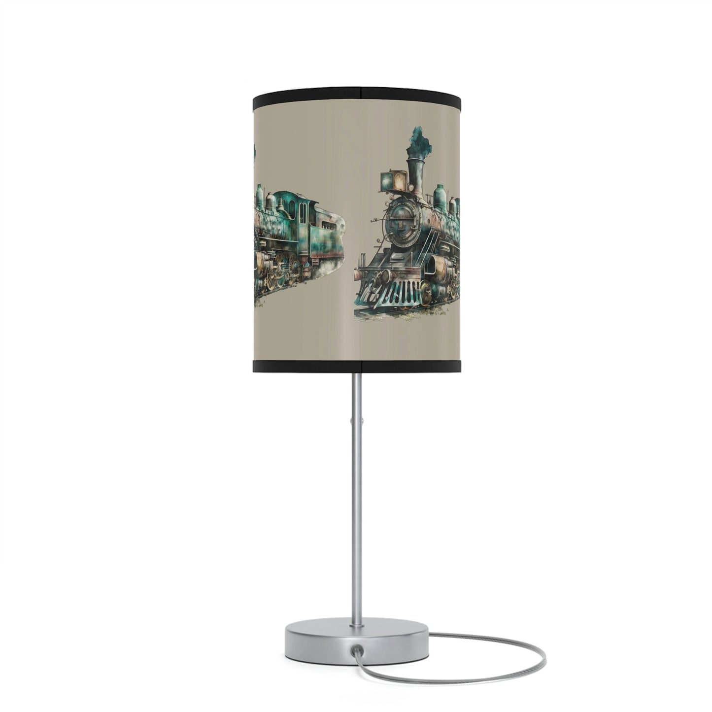Small desk Top Locomotive Train Desk Lamp, Watercolor Train Art - FlooredByArt