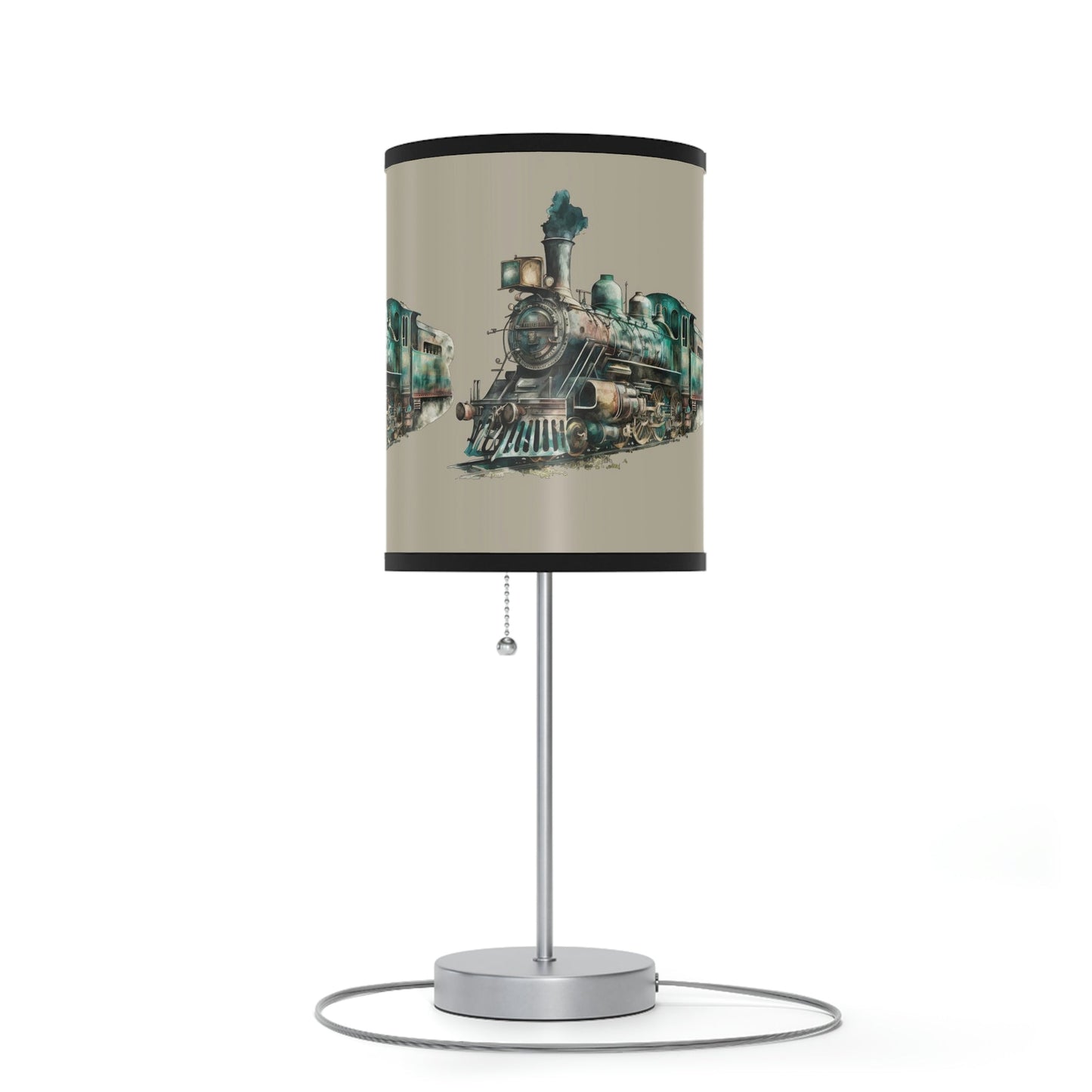 Small desk Top Locomotive Train Desk Lamp, Watercolor Train Art - FlooredByArt
