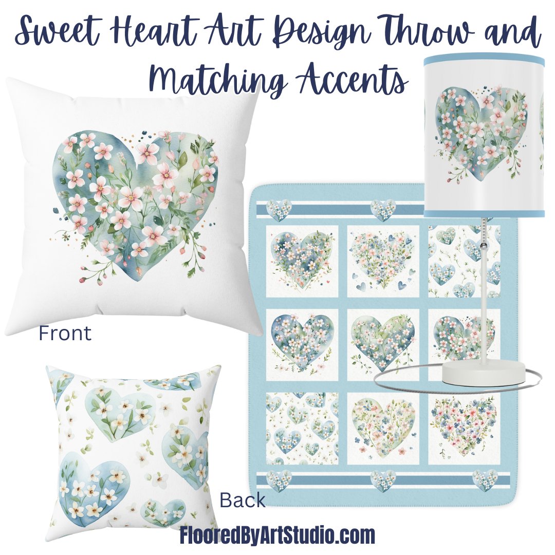 Sweethearts Throw Pillow, Cottage Garden Hearts Accent Throw Pillow - FlooredByArt