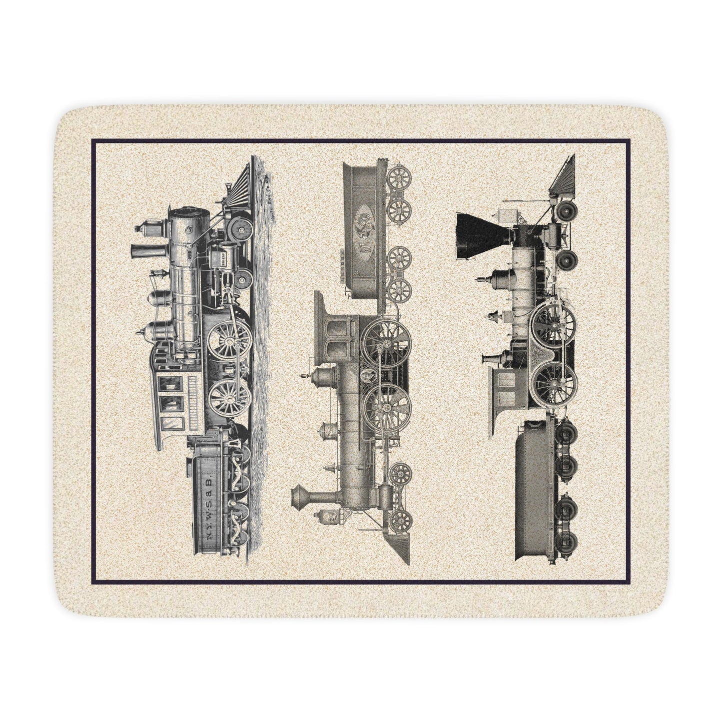 Three Vintage Train Engines Throw Blanket, Old Locomotives, Mens Man Cave Throw - FlooredByArt
