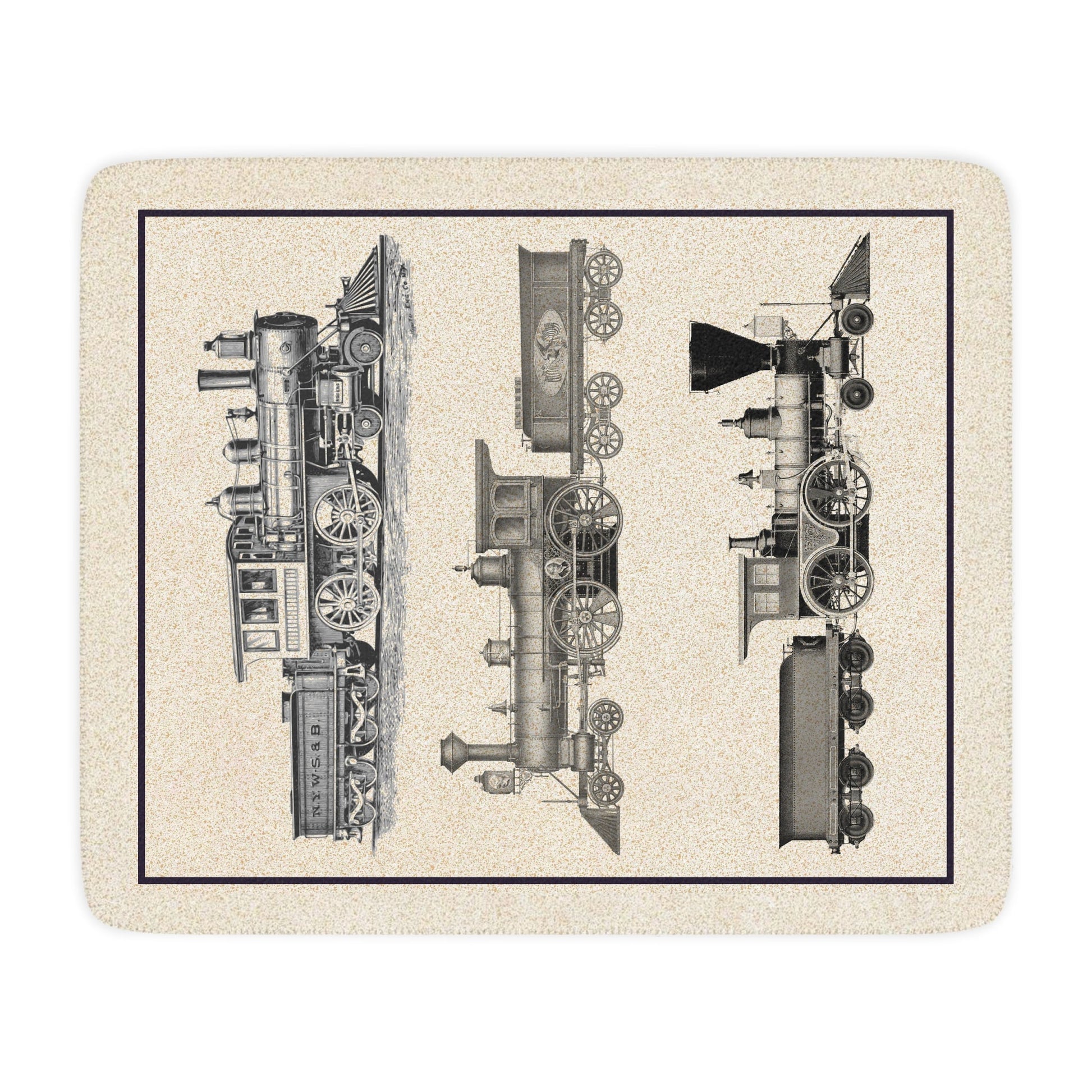 Three Vintage Train Engines Throw Blanket, Old Locomotives, Mens Man Cave Throw - FlooredByArt