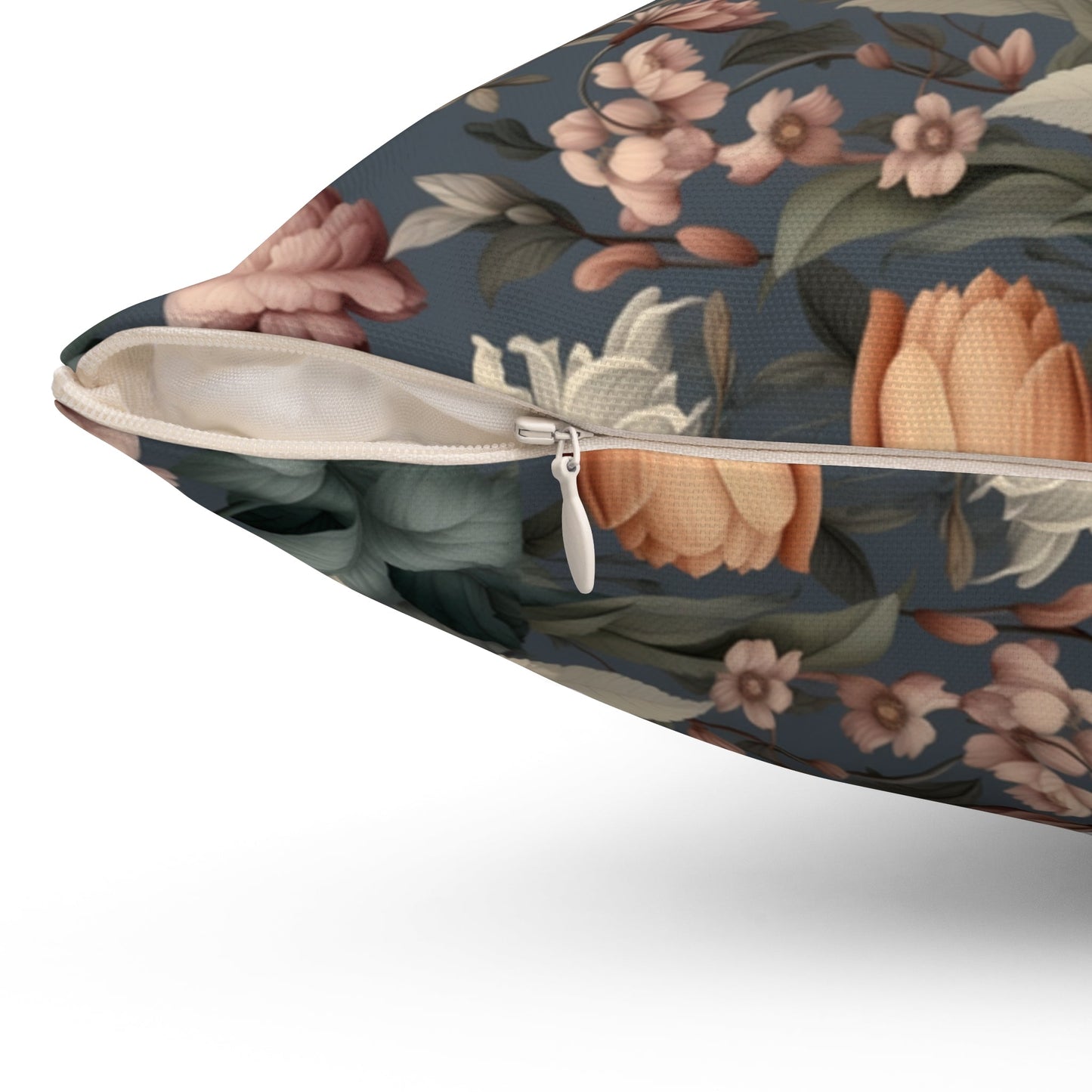 Vintage Botanical Garden Pillow, Victorian Style, Blue Greens, grays, and Creme - FlooredByArt