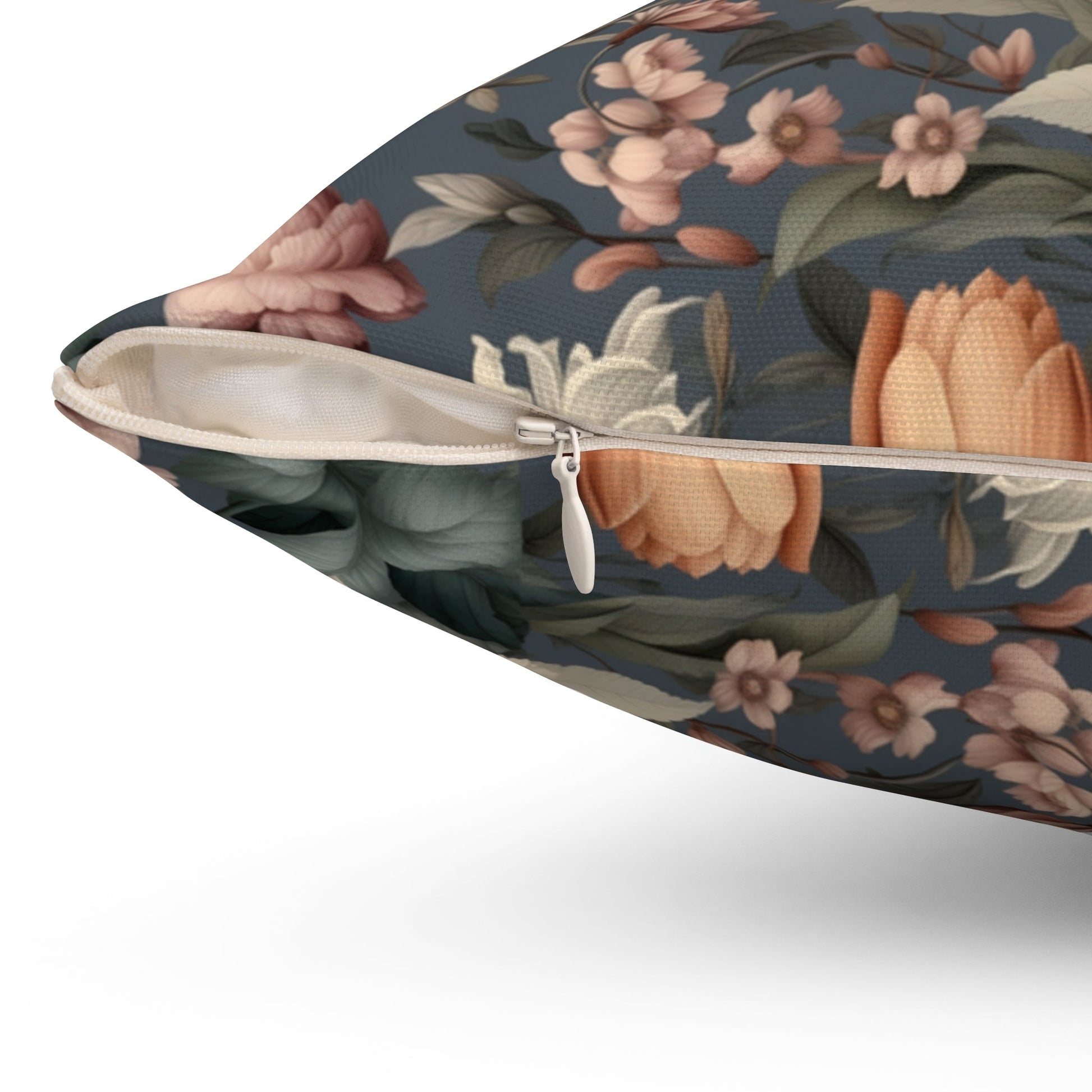 Vintage Botanical Garden Pillow, Victorian Style, Blue Greens, grays, and Creme - FlooredByArt