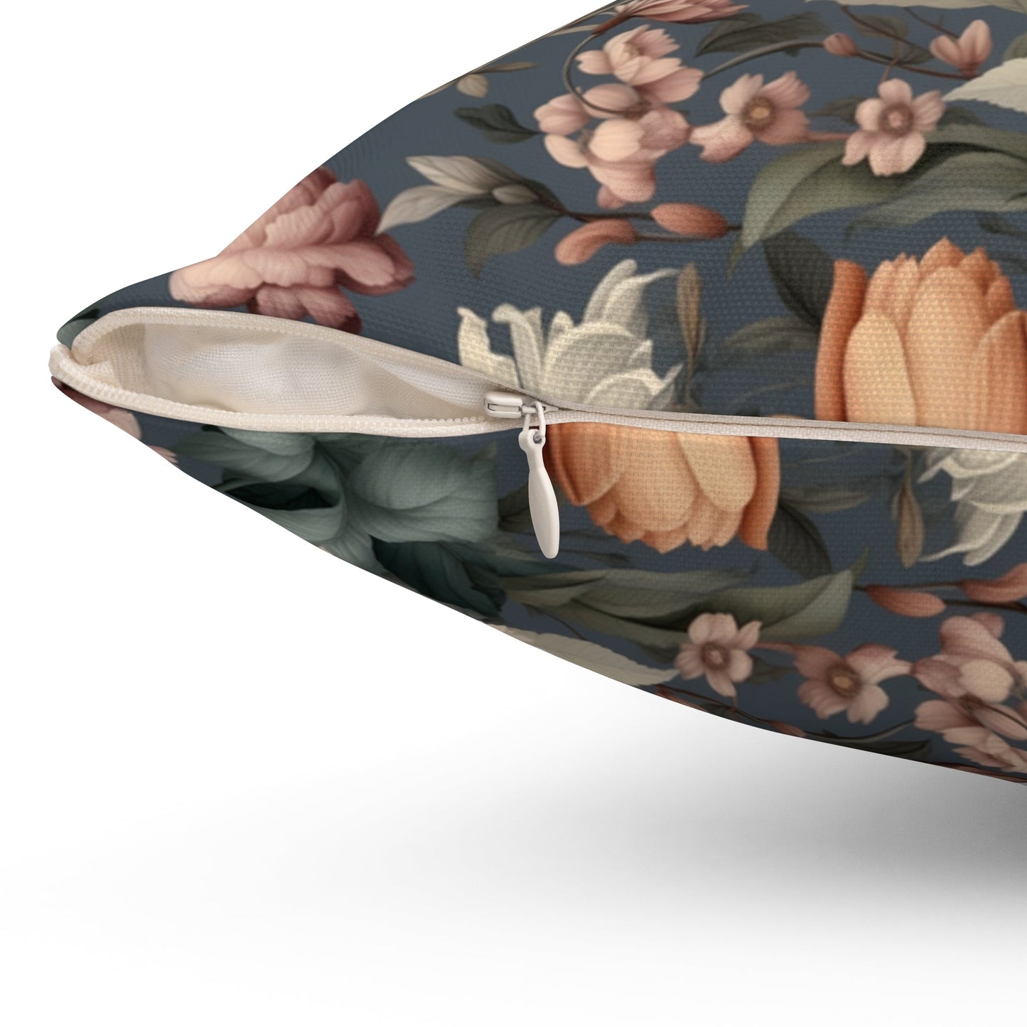 Vintage Botanical Garden Pillow, Victorian Style, Blue Greens, grays, and Creme - FlooredByArt
