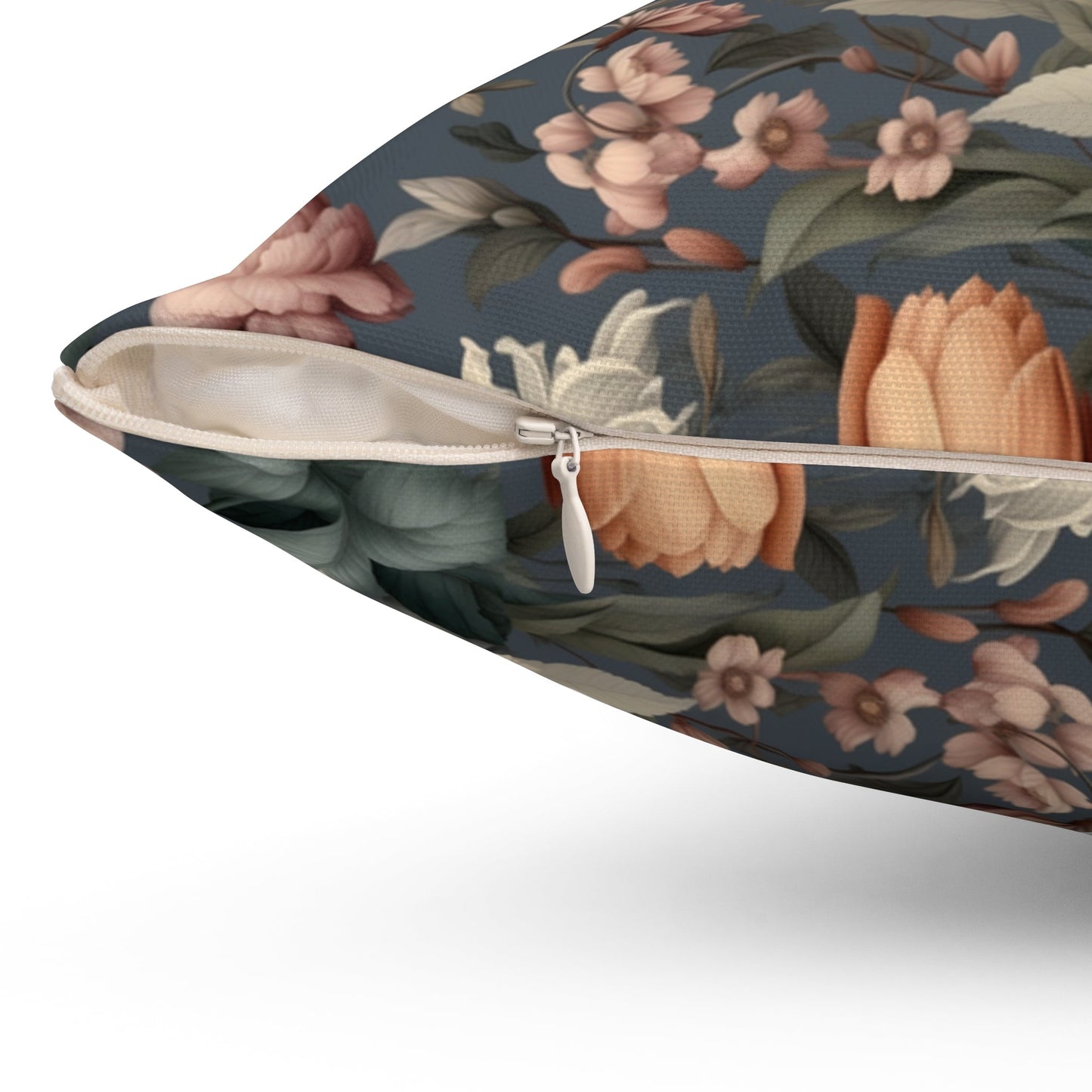 Vintage Botanical Garden Pillow, Victorian Style, Blue Greens, grays, and Creme - FlooredByArt