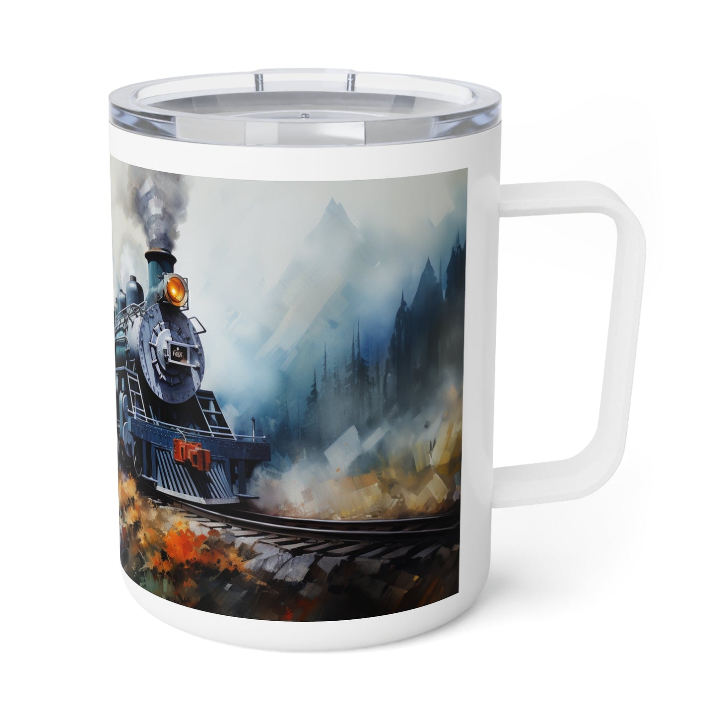 Vintage Steam Engine (style #1)Insulated Custom Coffee Mug, 10oz - FlooredByArt
