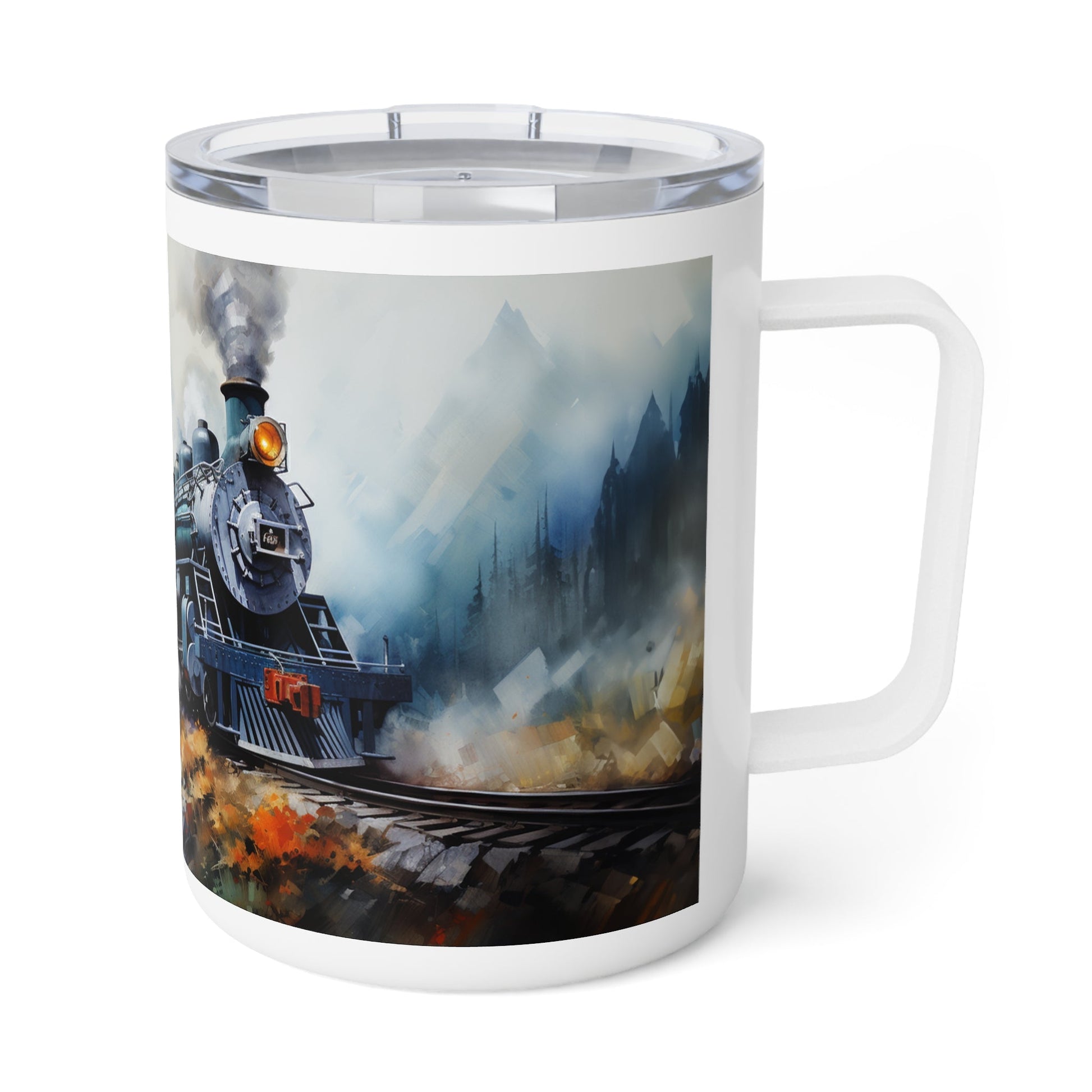 Vintage Steam Engine (style #1)Insulated Custom Coffee Mug, 10oz - FlooredByArt