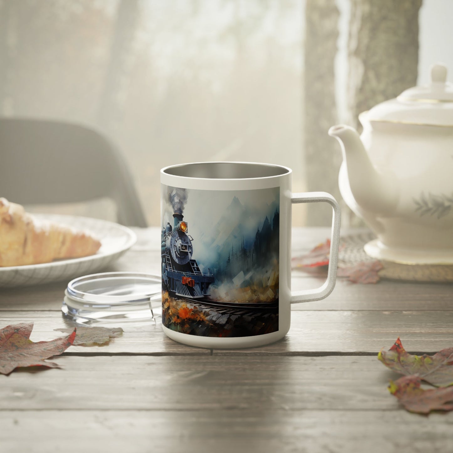Vintage Steam Engine (style #1)Insulated Custom Coffee Mug, 10oz - FlooredByArt