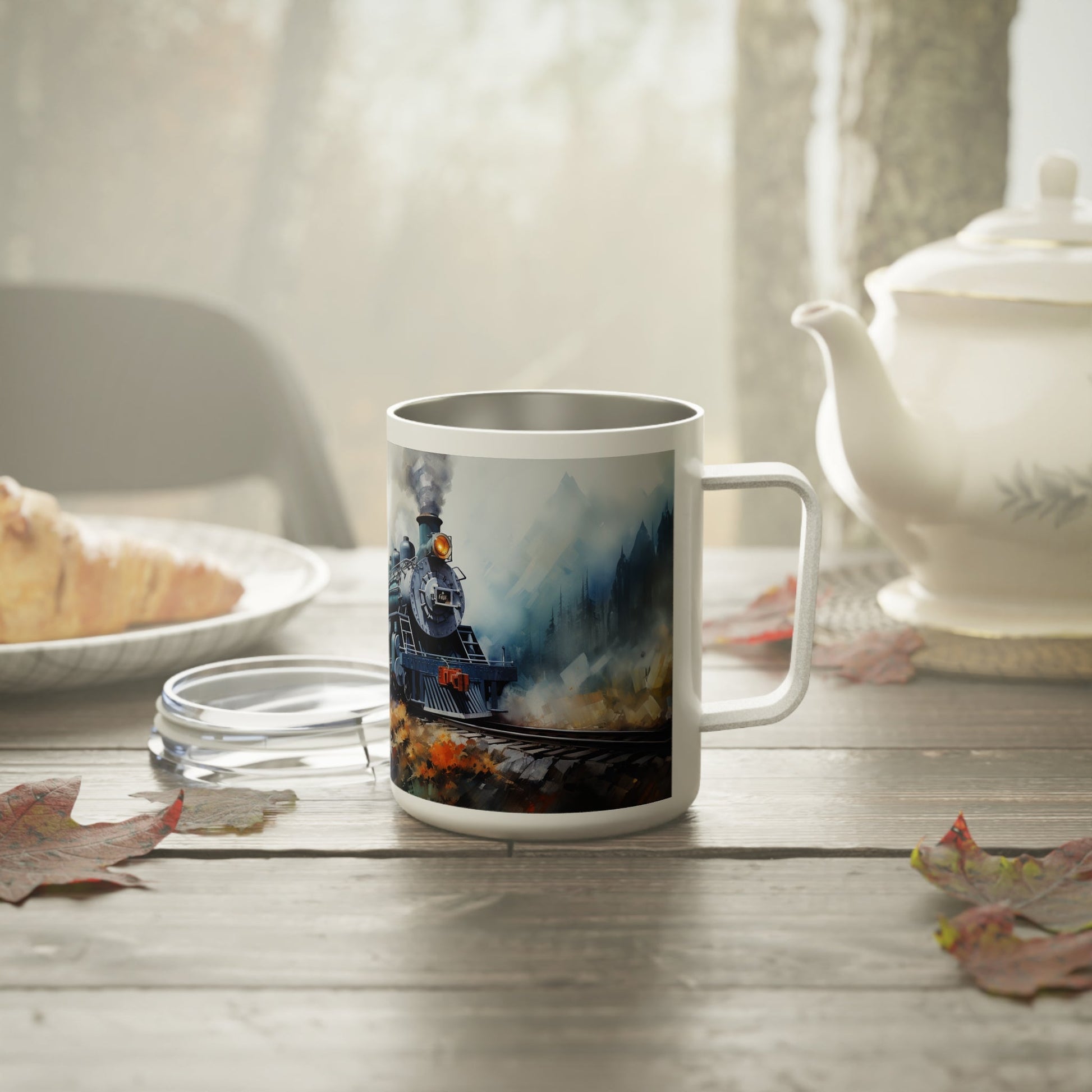 Vintage Steam Engine (style #1)Insulated Custom Coffee Mug, 10oz - FlooredByArt