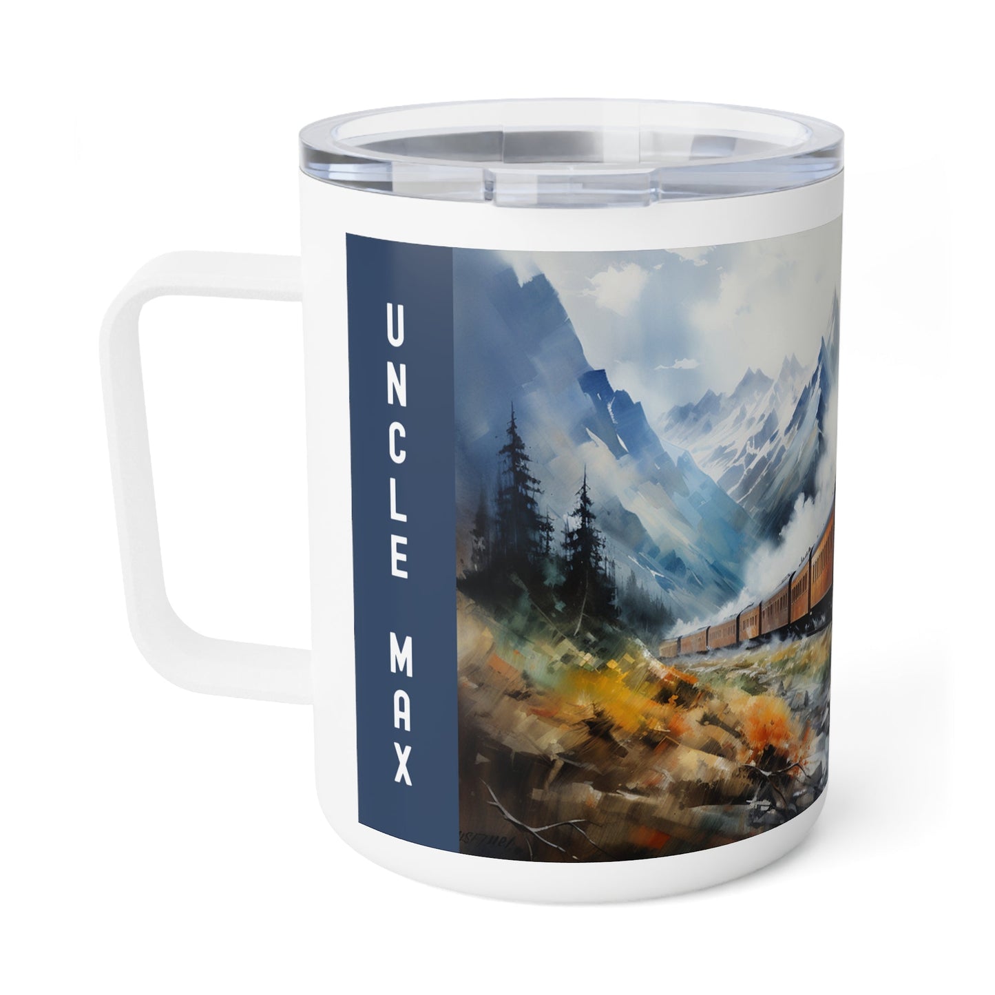 Vintage Steam Engine (style #1)Insulated Custom Coffee Mug, 10oz - FlooredByArt