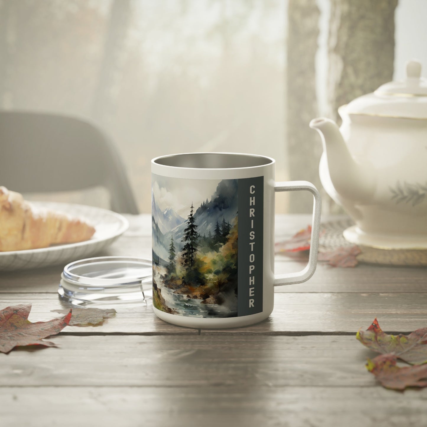 Vintage Steam Engine (style #3) Custom Insulated Coffee Mug, 10oz (Lefty) - FlooredByArt