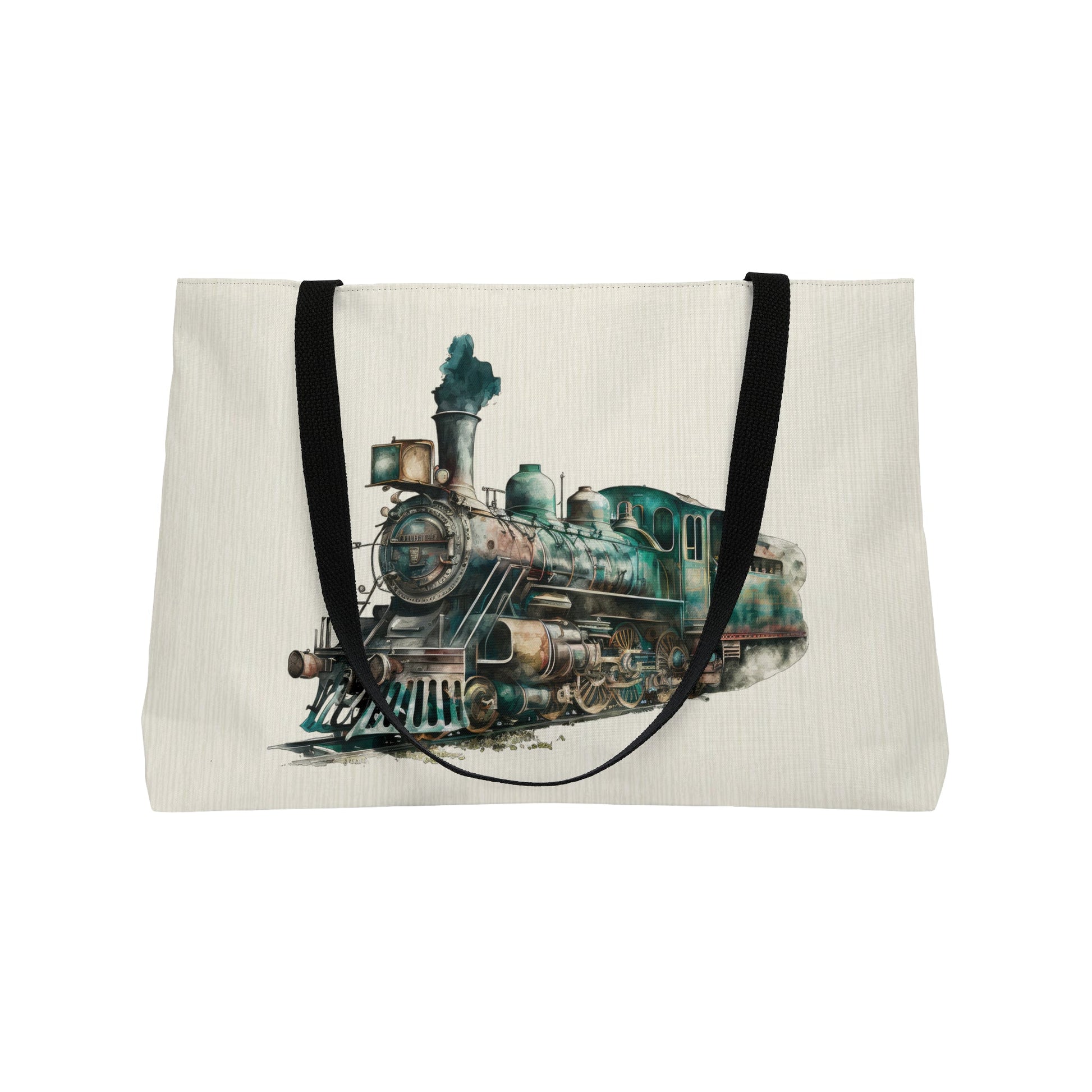 Vintage Steam Engine Train Weekender Tote Bag, Two Trains, Ex Large Train Lover Bag Gift - FlooredByArt