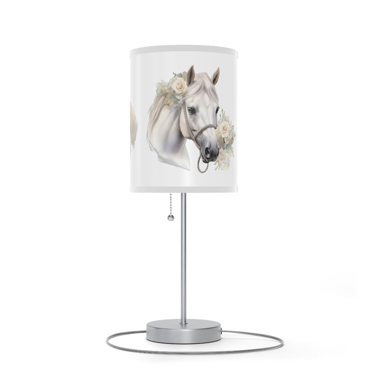 White Horse Head Lamp, Perfect Girls Room Fantasy Floral Pony Head Design Accent Lamp, Fancy Ladies Accent, Equine Desk Lamp, Office light - FlooredByArt