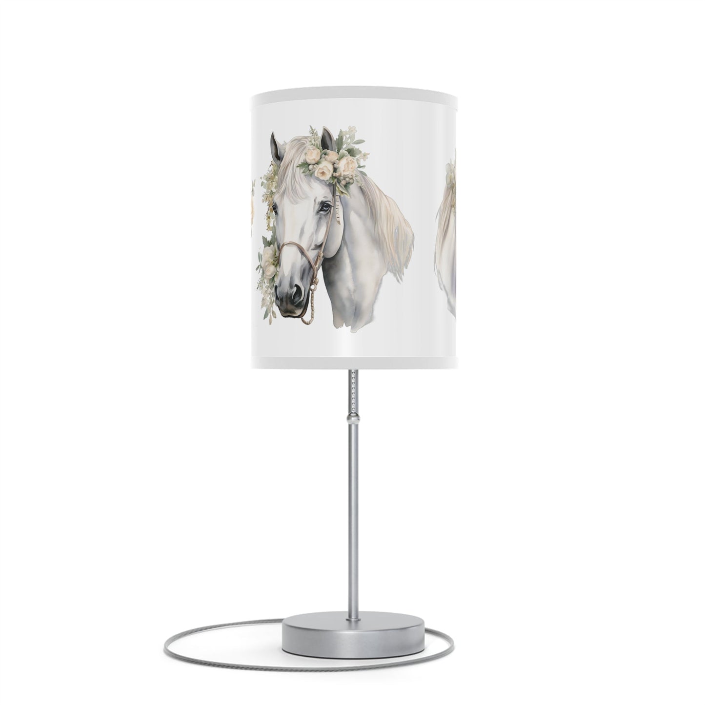 White Horse Head Lamp, Perfect Girls Room Fantasy Floral Pony Head Design Accent Lamp, Fancy Ladies Accent, Equine Desk Lamp, Office light - FlooredByArt
