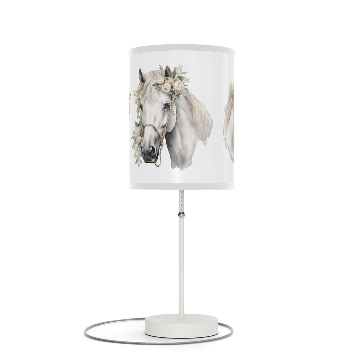 White Horse Head Lamp, Perfect Girls Room Fantasy Floral Pony Head Design Accent Lamp, Fancy Ladies Accent, Equine Desk Lamp, Office light - FlooredByArt