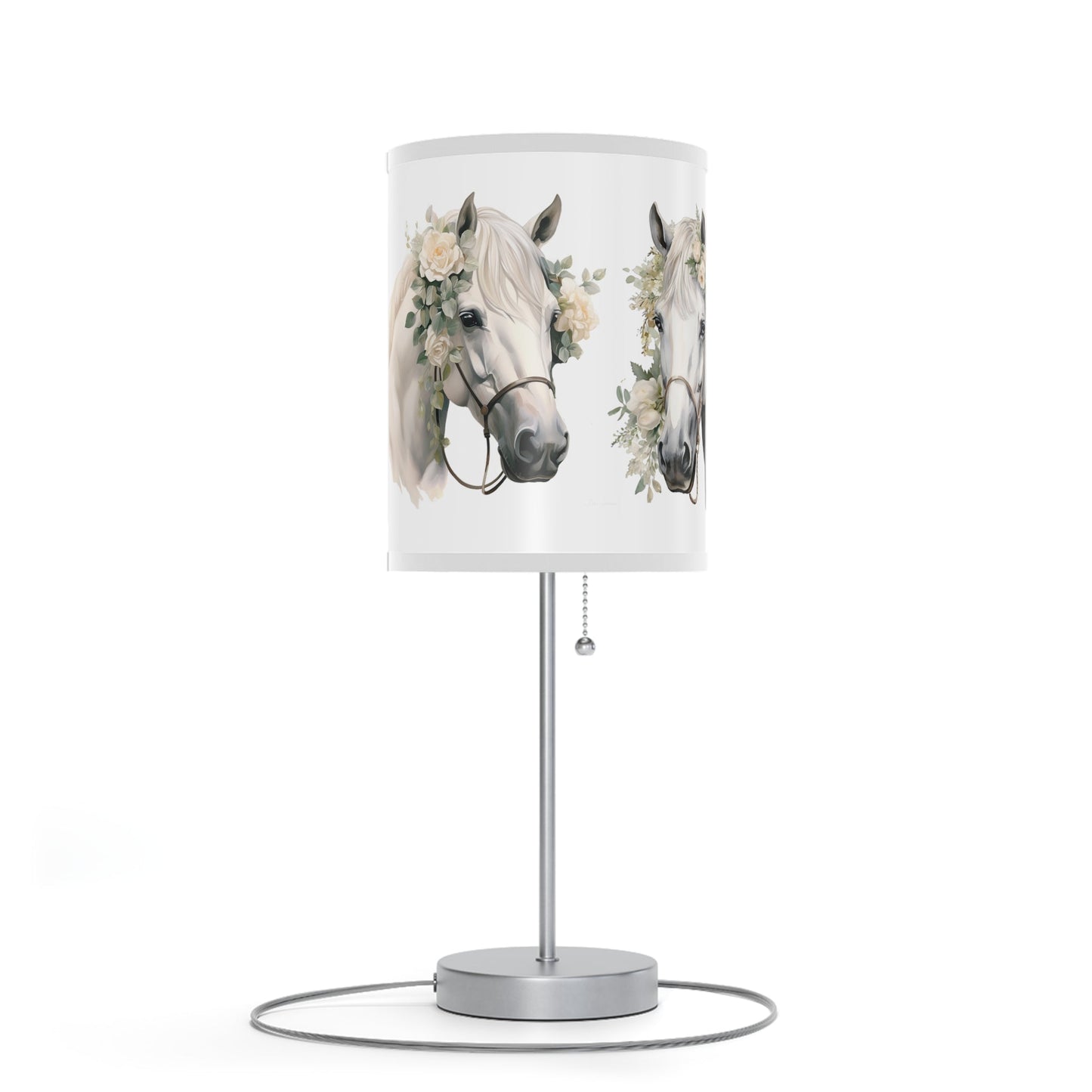 White Horse Head Lamp, Perfect Girls Room Fantasy Floral Pony Head Design Accent Lamp, Fancy Ladies Accent, Equine Desk Lamp, Office light - FlooredByArt