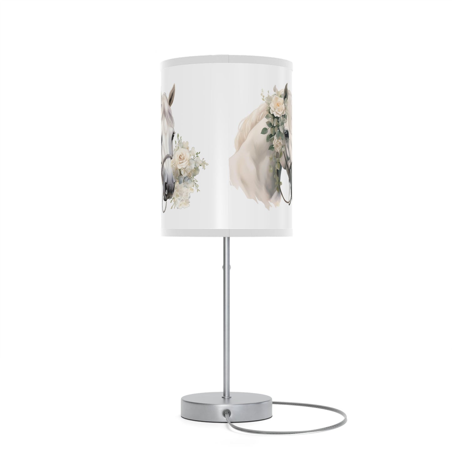 White Horse Head Lamp, Perfect Girls Room Fantasy Floral Pony Head Design Accent Lamp, Fancy Ladies Accent, Equine Desk Lamp, Office light - FlooredByArt