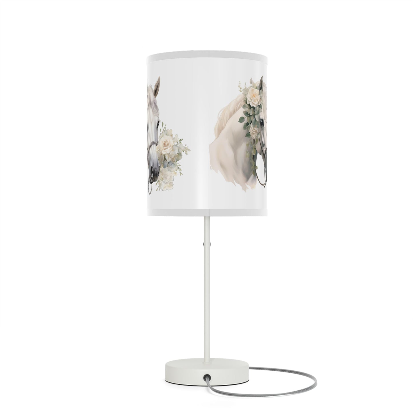White Horse Head Lamp, Perfect Girls Room Fantasy Floral Pony Head Design Accent Lamp, Fancy Ladies Accent, Equine Desk Lamp, Office light - FlooredByArt