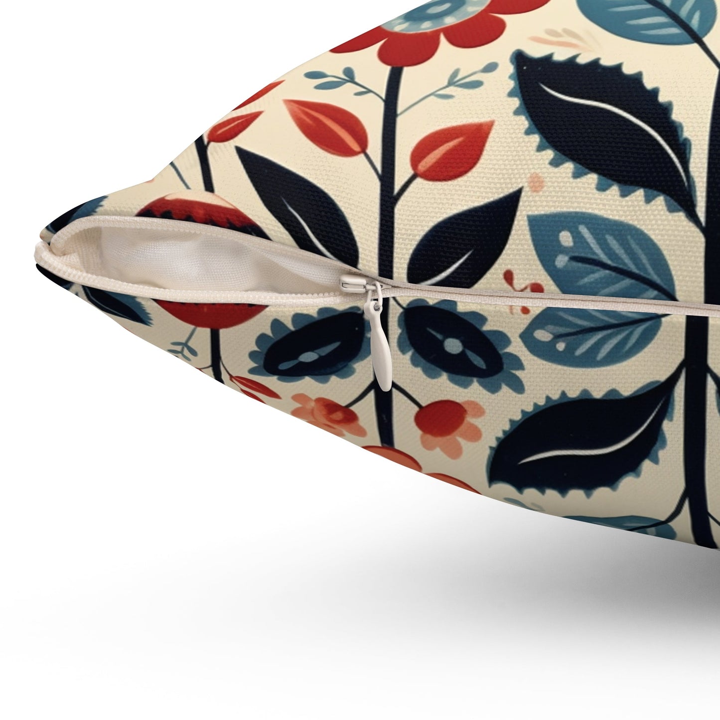 White Scandi Folk Art Pillow - Scandi Folk Art Decor, Boho Print, Throw Pillow Cover - FlooredByArt