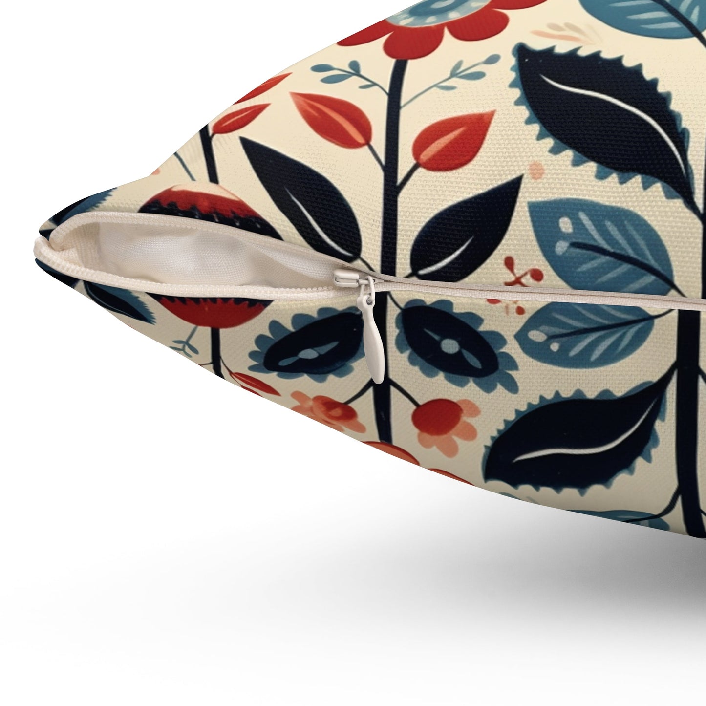 White Scandi Folk Art Pillow - Scandi Folk Art Decor, Boho Print, Throw Pillow Cover - FlooredByArt
