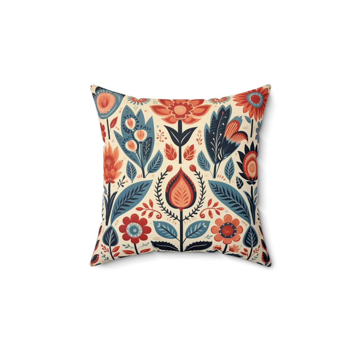 White Scandi Folk Art Pillow - Scandi Folk Art Decor, Boho Print, Throw Pillow Cover - FlooredByArt