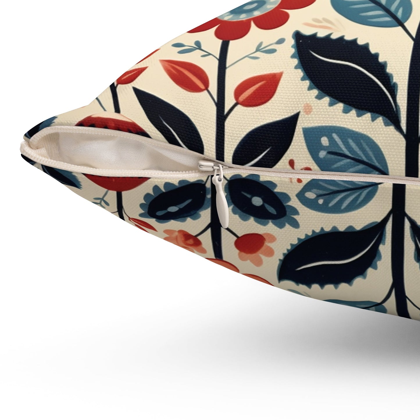 White Scandi Folk Art Pillow - Scandi Folk Art Decor, Boho Print, Throw Pillow Cover - FlooredByArt