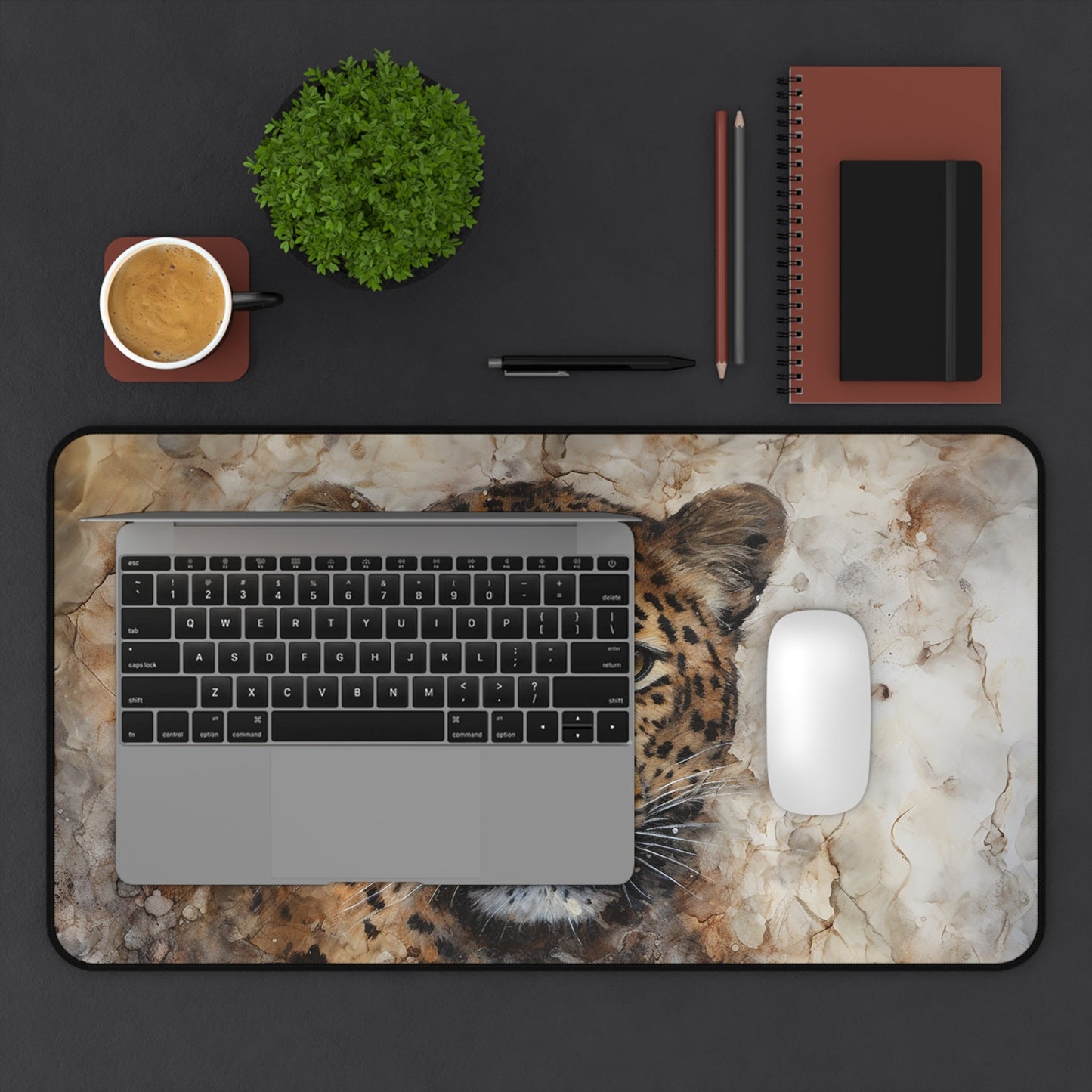Wildlife Leopard EX Large Mouse Pad, Animal Lover Desk Mats - FlooredByArt