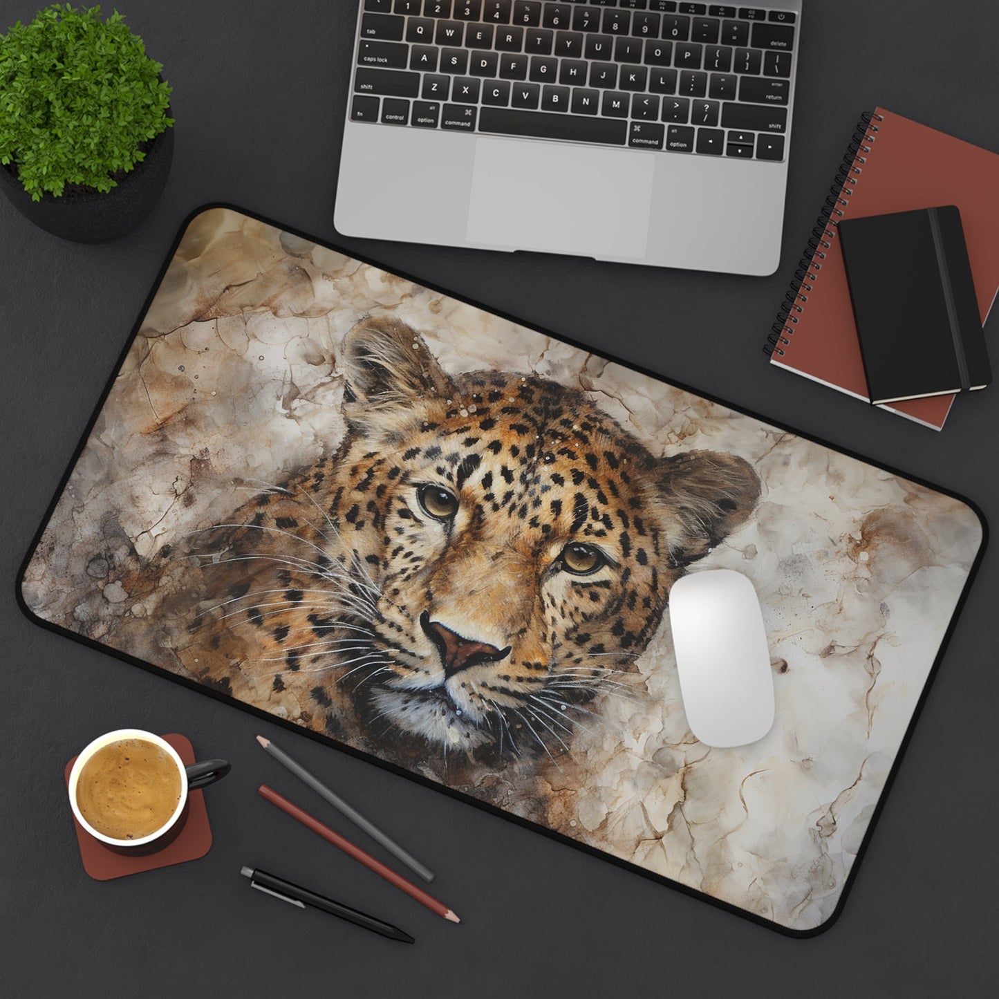 Wildlife Leopard EX Large Mouse Pad, Animal Lover Desk Mats - FlooredByArt