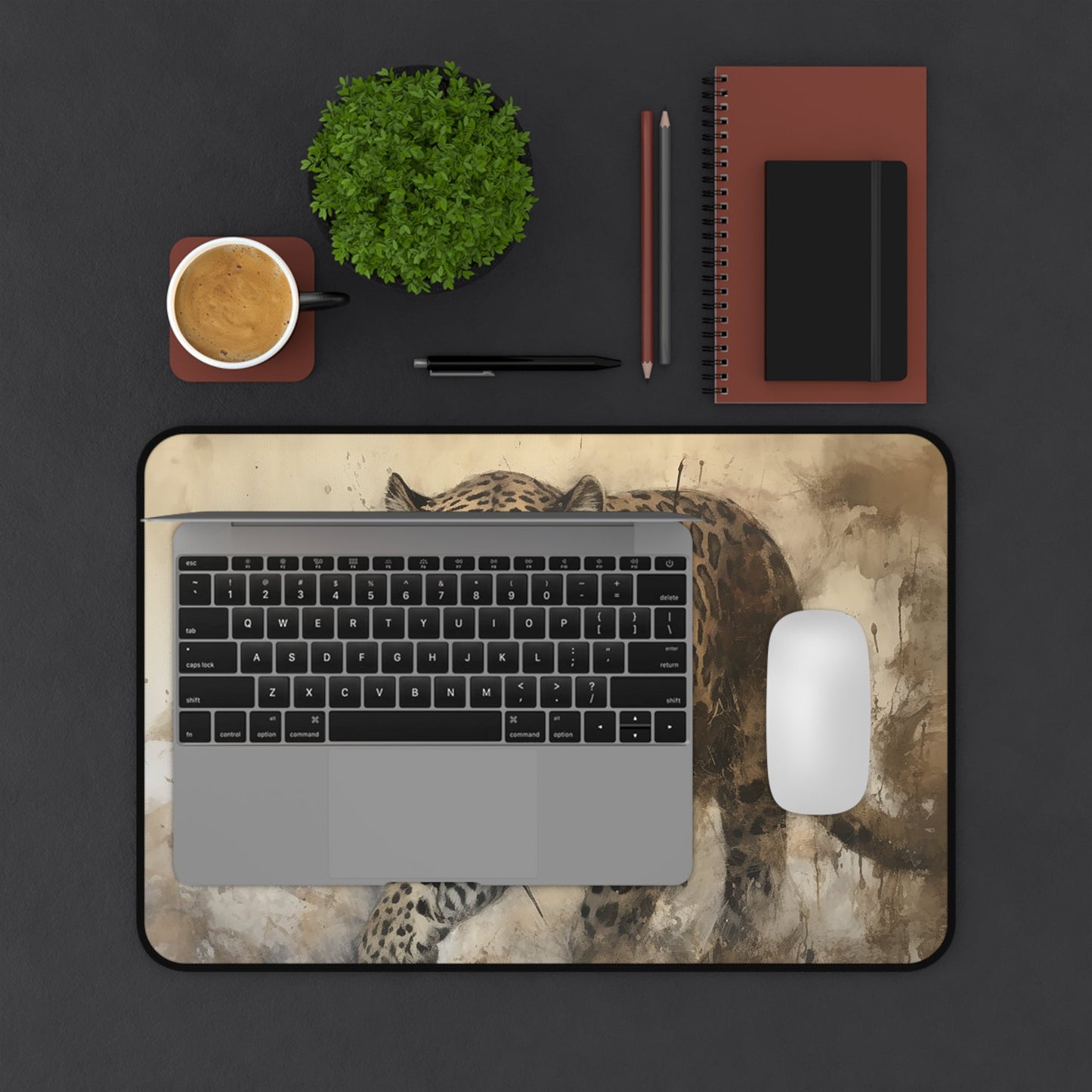 Wildlife Leopard Large Mouse Pad, Animal Lover Desk Mats, Gaming Desk Mats, Home Office - FlooredByArt
