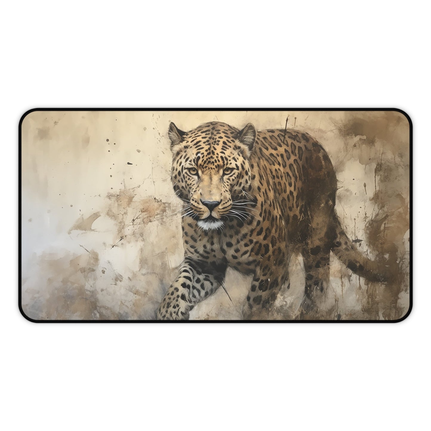 Wildlife Leopard Large Mouse Pad, Animal Lover Desk Mats, Gaming Desk Mats, Home Office - FlooredByArt