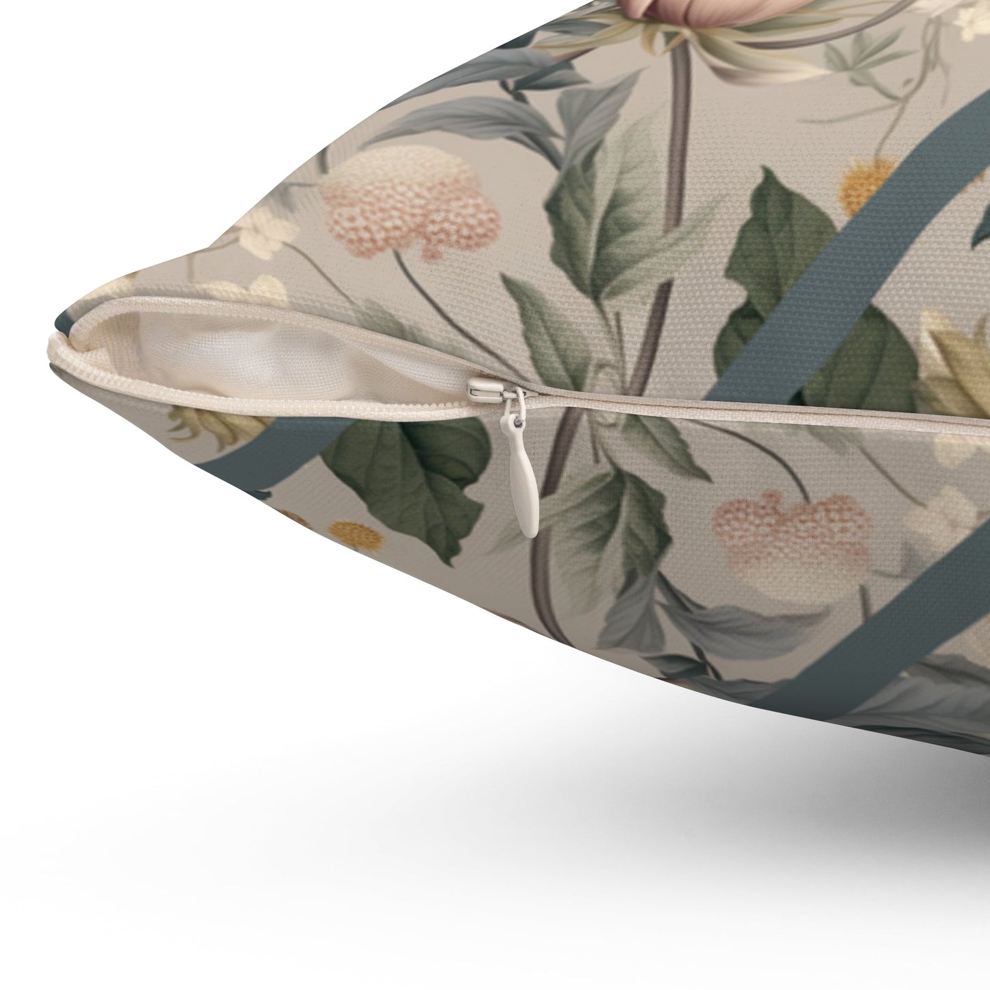 William Morris Style Garden Pillow, Sage Greens, grays, and Creme, Elegant Throw Pillow - FlooredByArt