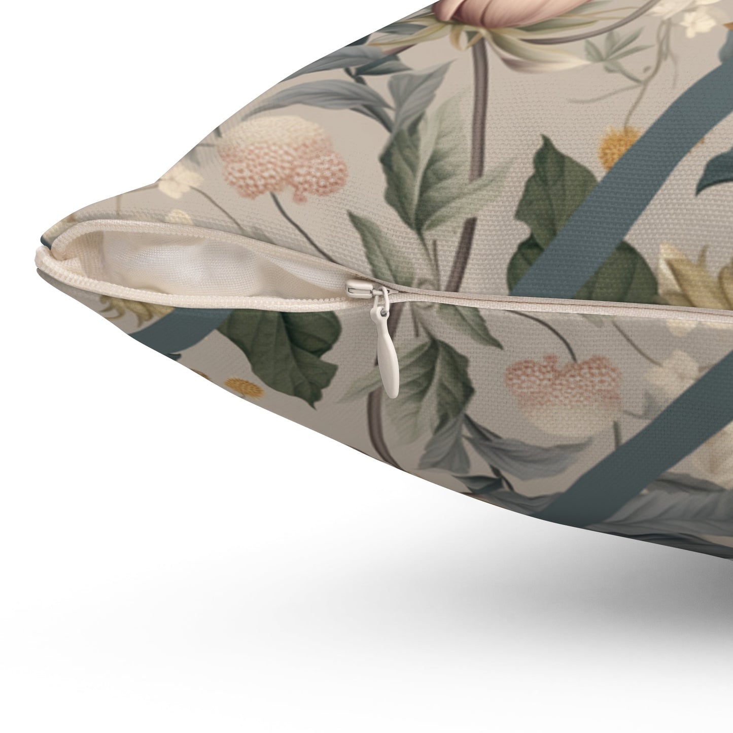 William Morris Style Garden Pillow, Sage Greens, grays, and Creme, Elegant Throw Pillow - FlooredByArt
