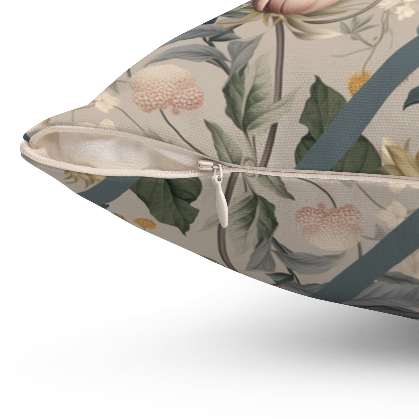 William Morris Style Garden Pillow, Sage Greens, grays, and Creme, Elegant Throw Pillow - FlooredByArt