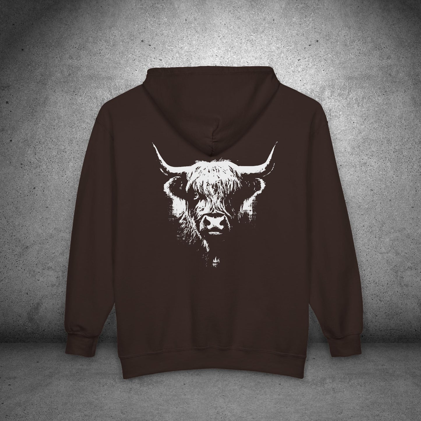 Highland Cow Zip-Up Hoodie – Cozy Farm & Country Jacket