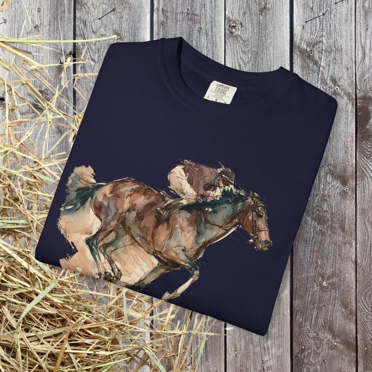 Watercolor Racehorse T-shirt- Horse Racing Comfort Colors