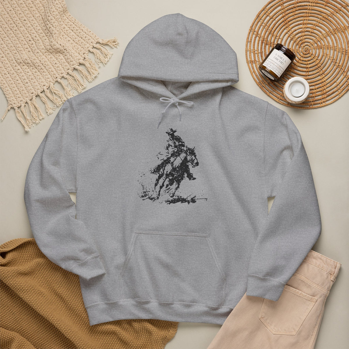 Western Ranch Horse Art Hoodie - Equestrian Sketch Sweatshirt