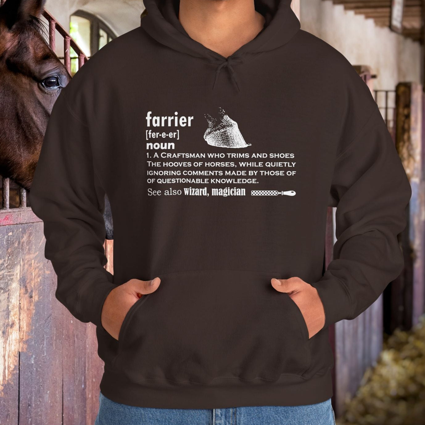 Farrier Definition Hoodie – Funny Horseshoer Gift for Farriers & Equestrians