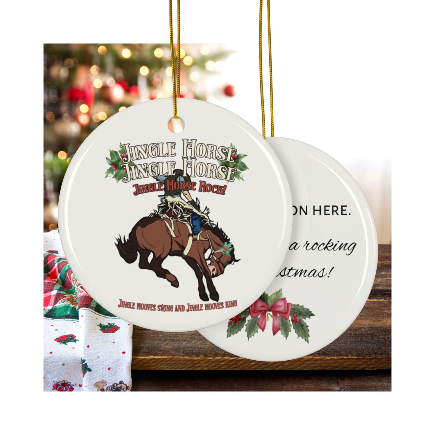 Personalized Jingle Horse Christmas Ornament – Western Rodeo Horse