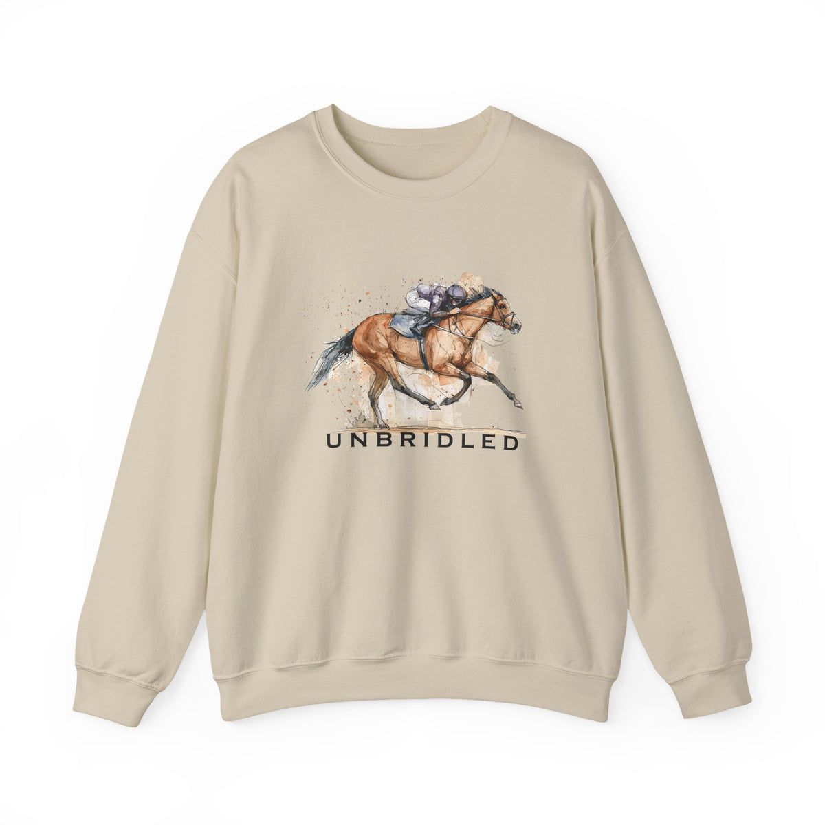 Unbridled Racehorse Sweatshirt – Watercolor Horse Racing Crewneck