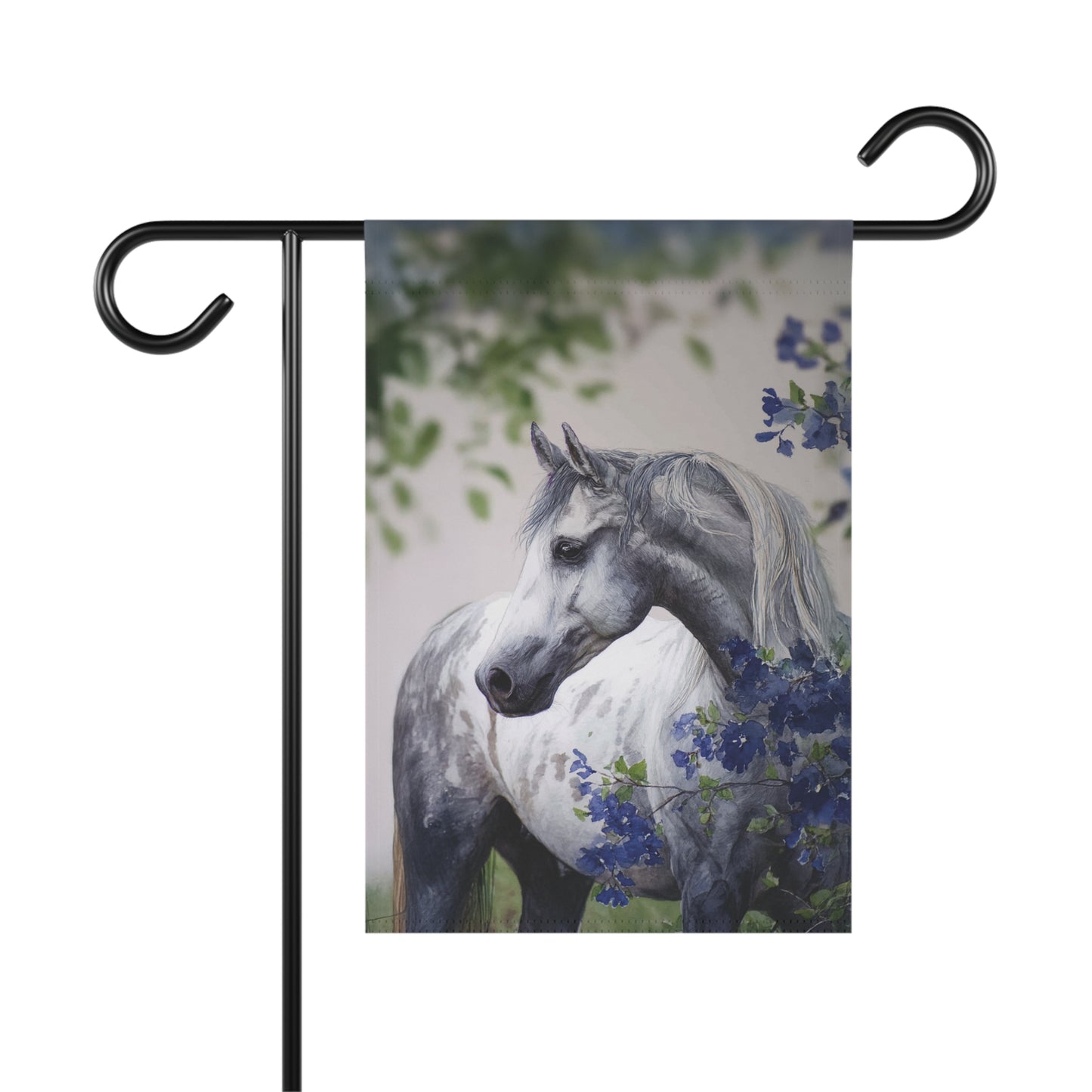 Horse and Floral Garden Banner, Outdoor Decor, Horse Lover's Gift, Spring Decoration, Yard Flag, Garden Art