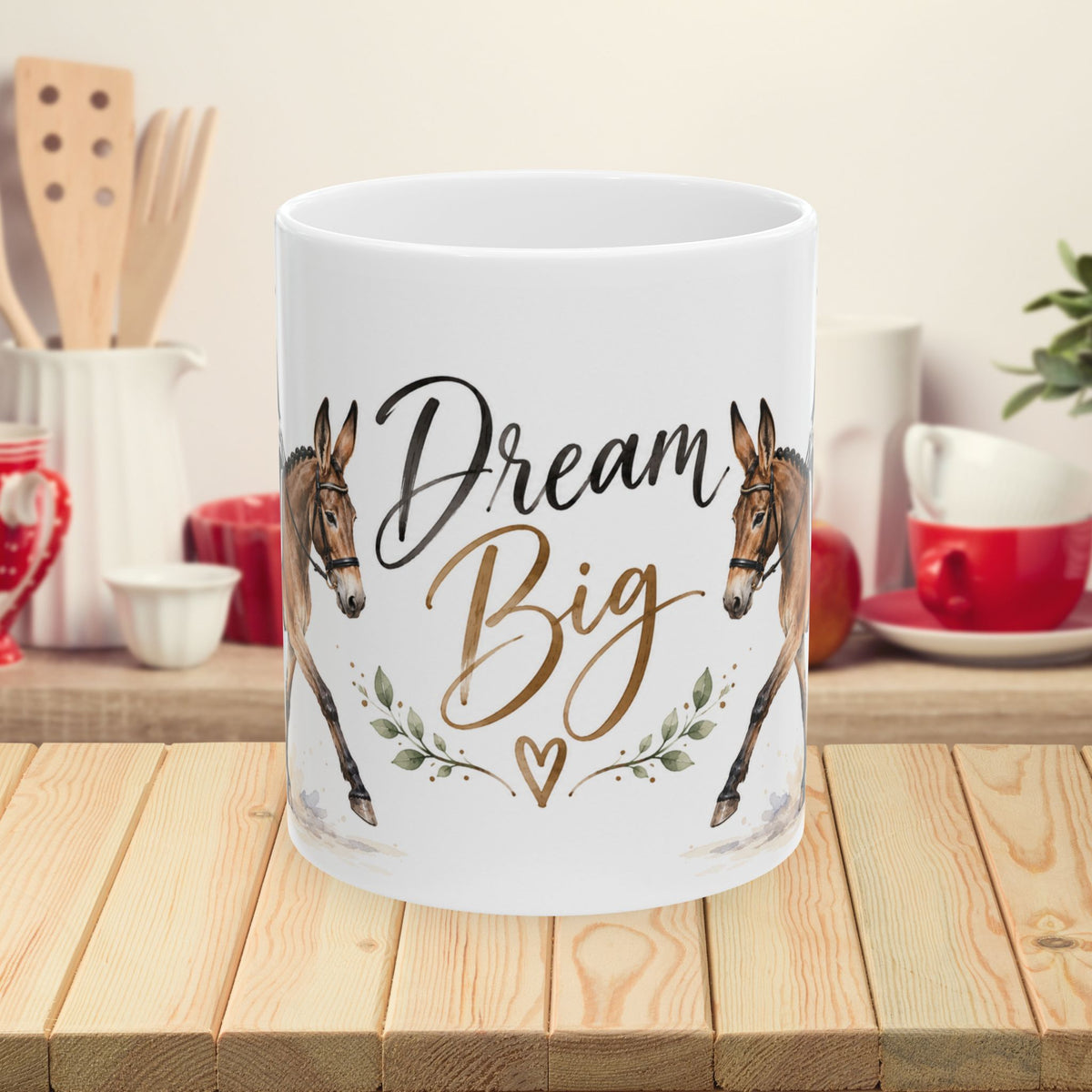 Dream Big Dressage Mule Mug – Equestrian Coffee Mug