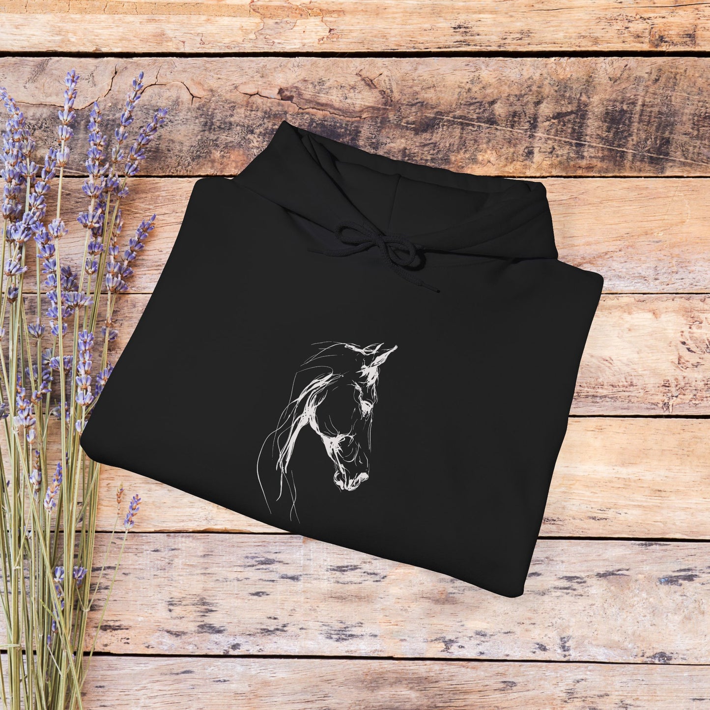 Minimal Sketch Horse Hoodie — Simple Equestrian Art Sweatshirt